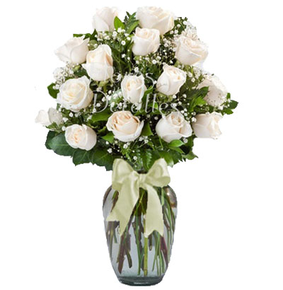 Jarrón con 24 rosas