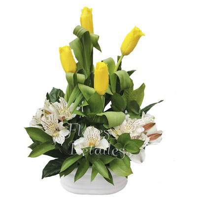 FE2 Arreglo 3 Tulipanes Amarillos