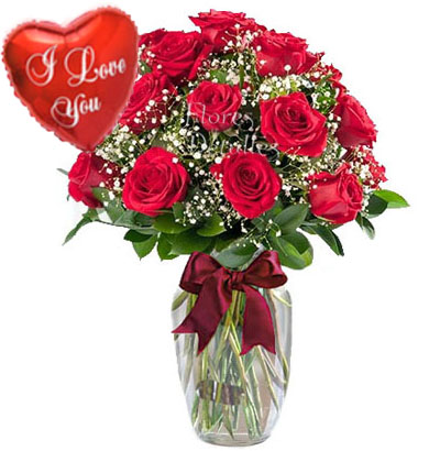 A31 Jarrón 18 Rosas Rojas