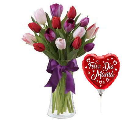 MA27 Jarrón 15 Tulipanes mixtos