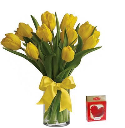Jarrón 10 Tulipanes amarillos 04