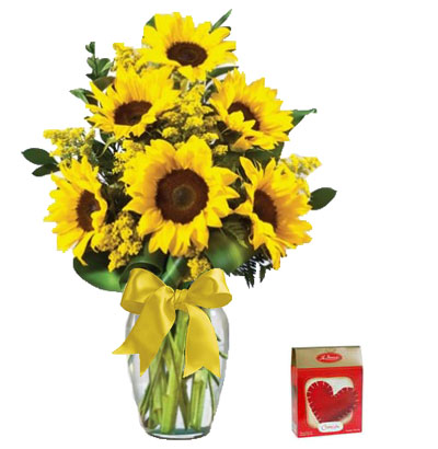 Jarrón con 6 girasoles 02