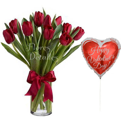SV19 Jarrón 10 Tulipanes Rojos