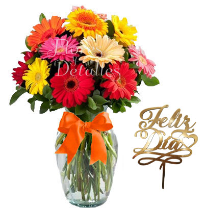 FE3 Jarron 12 Gerberas mixtas