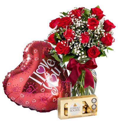 A34 Jarrón 18 rosas rojas