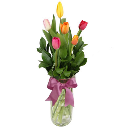 FE4 Jarrón 6 Tulipanes Mixtos
