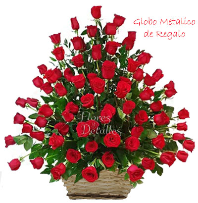 MA  Canasta con 100 Rosas Rojas