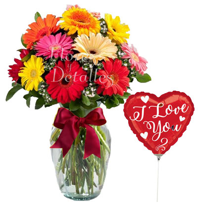 A5 Jarrón 12 Gerberas Mixtas