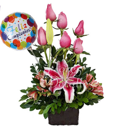 CU6 Arreglo 6 Rosas Rosadas