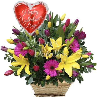 SV43 Canasta con Tulipanes y Liliums