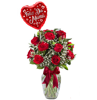 MA11 Jarrón 12 Rosas Rojas