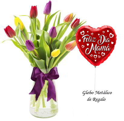 MA22 Jarrón 10 Tulipanes Mixtos