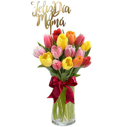 MA28 Jarrón 15 Tulipanes Mixtos