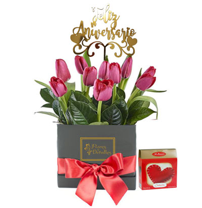 A6 Box con 10 Tulipanes 