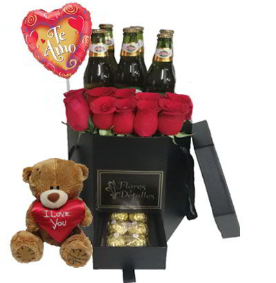 A28 Box Rosas y cervezas  Flores y Detalles