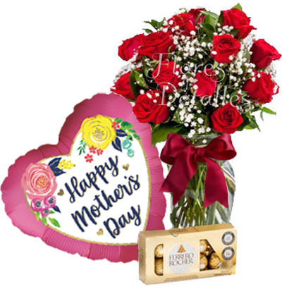 MA32 Jarrón con 18 rosas rojas