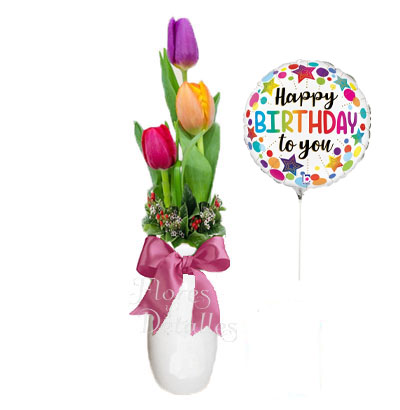 CU1 Florerito con 3 Tulipanes 