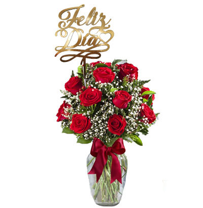 FE9 Jarron 12 rosas rojas